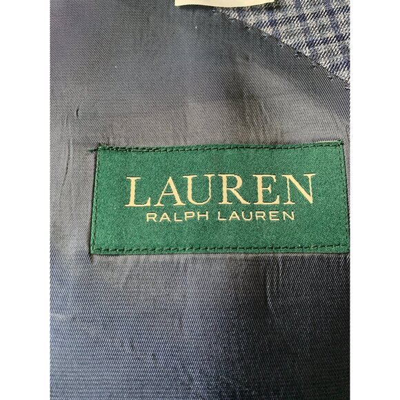 Lauren Ralph Lauren Mens Checkered Blazer Size 46R Polyester Blend Two-Button Si - Picture 5 of 7